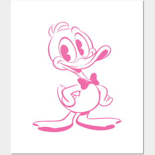 Hot Pink 1930s Cartoon Duck Posters and Art